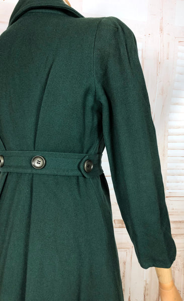 Stunning Forest Green Original 1940s Belted Princess Coat