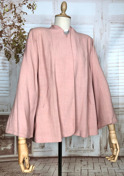 Fabulous Original 1940s Vintage Pale Pastel Pink Swing Coat Jacket
