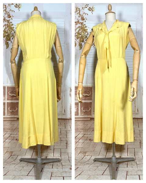 1930s Sunshine Yellow Tie-Neck Day Dress