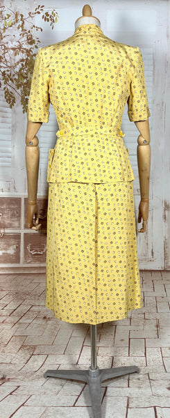 Beautiful Yellow Rayon Faille 1940s Summer Suit