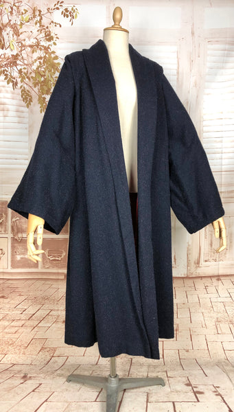 Incredible 1950s Volup Navy Blue Lilli Ann Swing Coat With Huge Sleeves