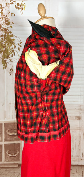 Fabulous 1940s Red And Black Plaid Skirt Suit
