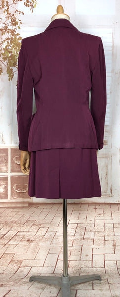 Beautiful Original 1940s Vintage Berry Purple Gabardine Skirt Suit