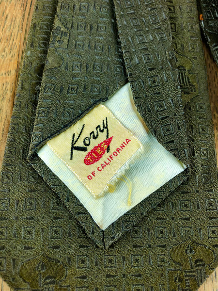 1950s Olive Tie with Candelabra Novelty Print – Styled for Brody's Men's Wear