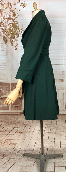 Stunning Forest Green Original 1940s Belted Princess Coat