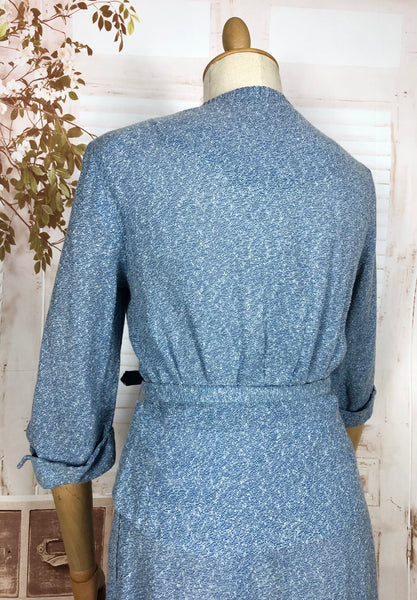 Wonderful Late 1940s Sky Blue Belted Skirt Suit