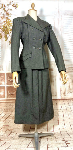 Fabulous Grey 1930s Double Breasted Skirt Suit