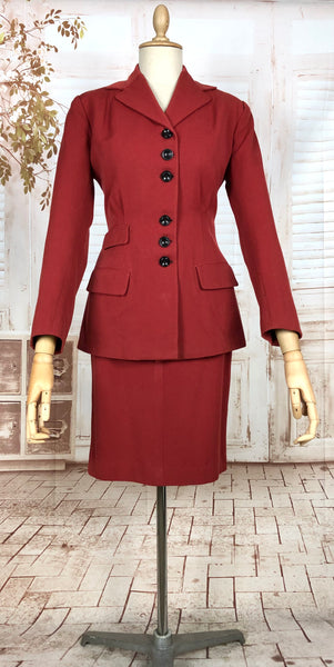 Stunning Original 1940s Vintage Deep Rust Red Skirt Suit