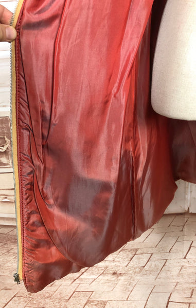 Exquisite Volup Lipstick Red 1940s Boucle Swing Coat With Huge Bishop Sleeves