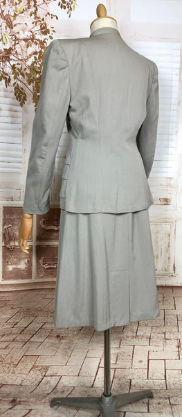 Stunning Original 1940s Vintage Dove Grey Triple Peplum Skirt Suit