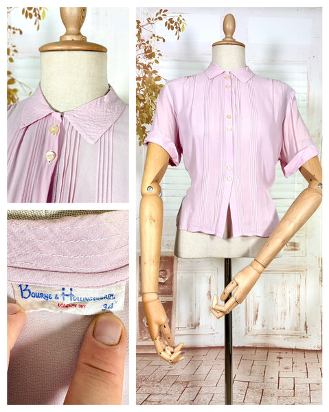 Lilac 1940s Pin Tuck Blouse By Bourne & Hollingsworth