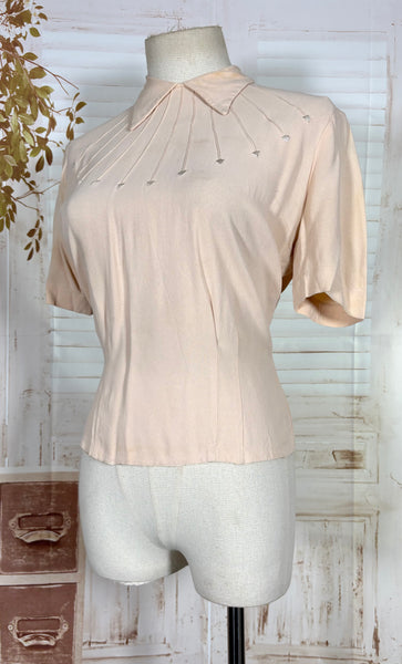 1940s Blush Pink Arrow Detail Blouse