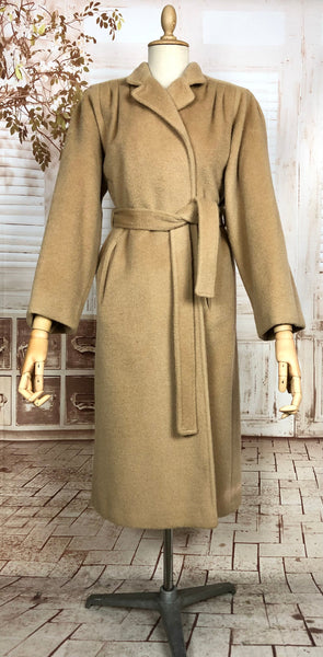 LAYAWAY PAYMENT 1 OF 2 - RESERVED FOR KARINA - Exquisite Original 1940s Vintage Tan Wool Belted Wrap Coat