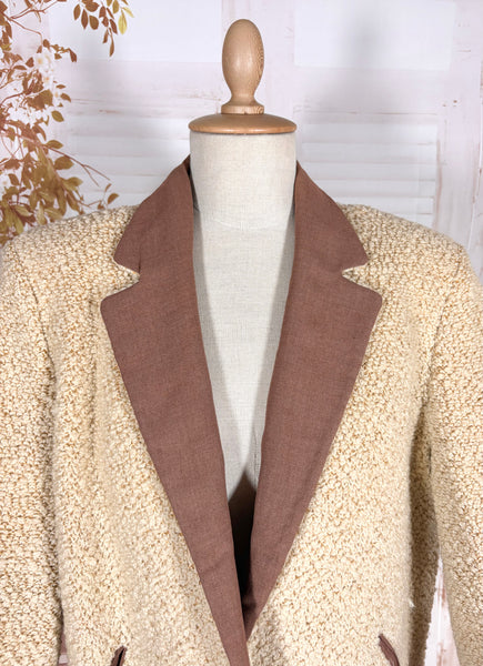 1940s–1950s Camico Boucle Swing Jacket in Cream and Mocha
