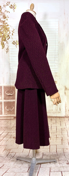 Magical 1940s Plum Purple Textured Suit With Spiderweb Buttons