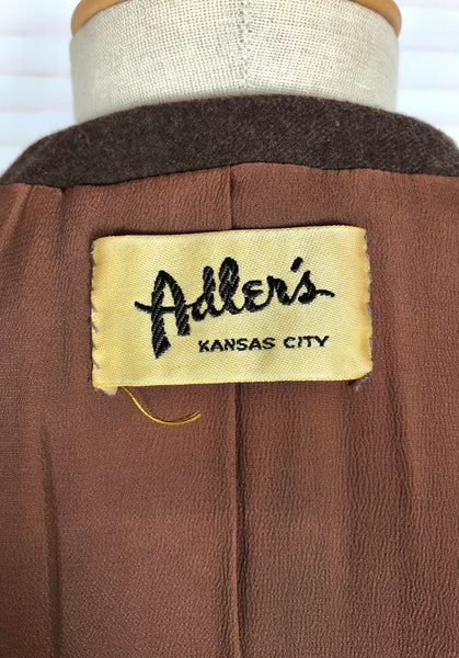 Gorgeous Milk Chocolate Brown 1940s Skirt Suit - Made in California