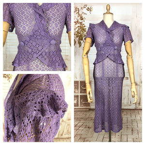 LAYAWAY PAYMENT 2 OF 2 - RESERVED FOR AISHA - PLEASE DO NOT PURCHASE - Exceptional Original 1930s Vintage Lilac Lace Peplum Suit