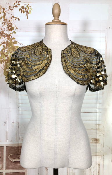 Exceptional 1930s Gold Sequin Eveningwear Capelet