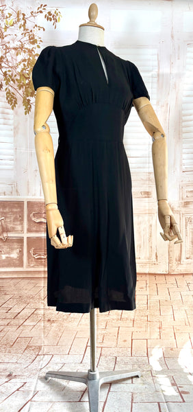 Exquisite 1930s Black Crepe Dress And Redingote Coat With Gold Filigree Buckle