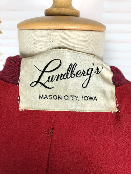 Striking Red Tweed 1940s Vintage Skirt Suit