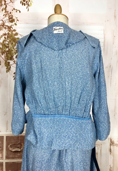 Wonderful Late 1940s Sky Blue Belted Skirt Suit