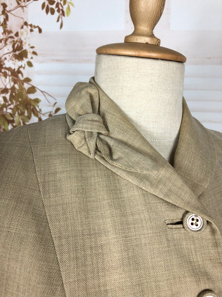 Beautiful Classic 1940s Vintage Cream Tan Summer Suit By Crestview California