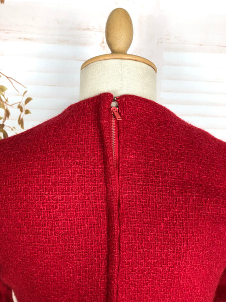 Rare Red Wool Late 1940s / Early 1950s Dress By Hollywood Premiere