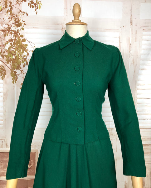 Stunning Original Late 1940s Vintage Forest Green New Look Suit