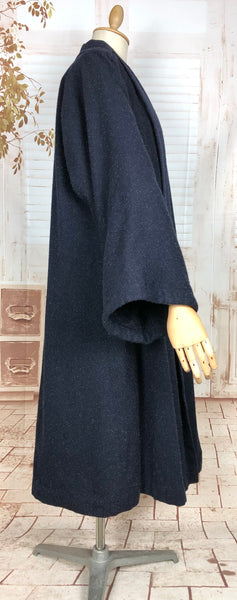 Incredible 1950s Volup Navy Blue Lilli Ann Swing Coat With Huge Sleeves