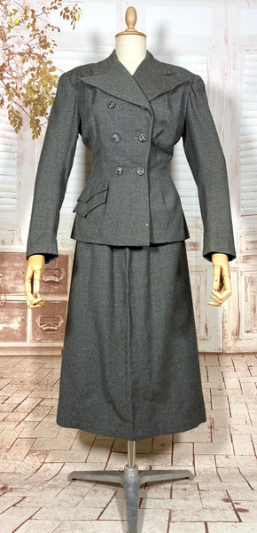 Fabulous Grey 1930s Double Breasted Skirt Suit