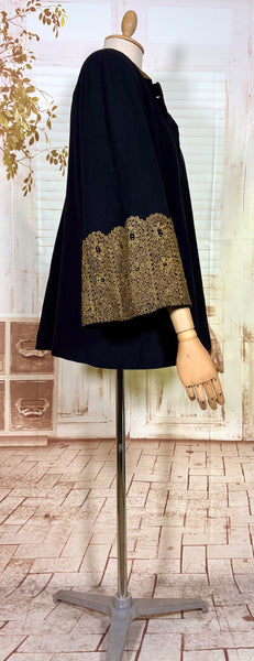 Exceptionally Rare 1940s Gold Lamé Embroidered Coat By Evalen