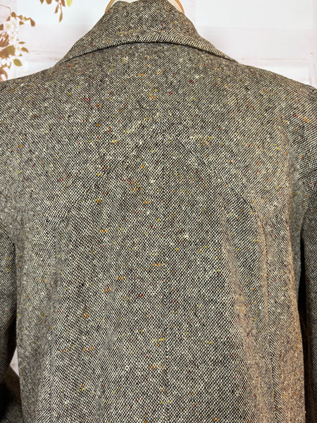 1940s Atomic Fleck Tweed Coat – Strong Shouldered Flecked Tweed Swing Coat