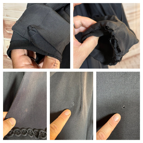 1940s Black Rayon Faille Volup Coat with Bishop Sleeves – Leslie Raymond, London