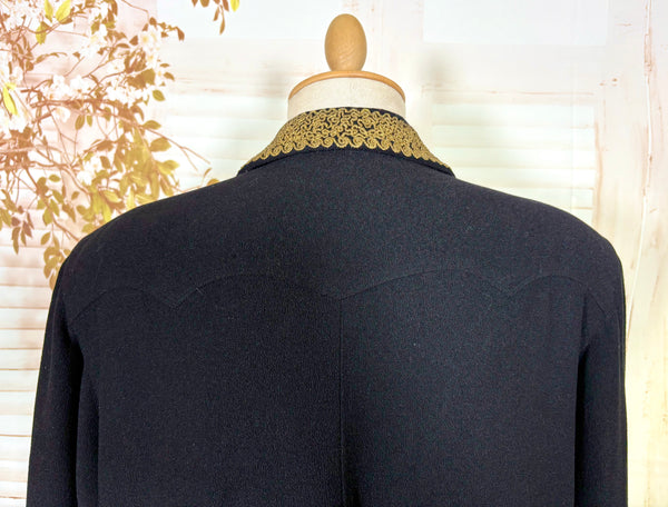 Exceptionally Rare 1940s Gold Lamé Embroidered Coat By Evalen