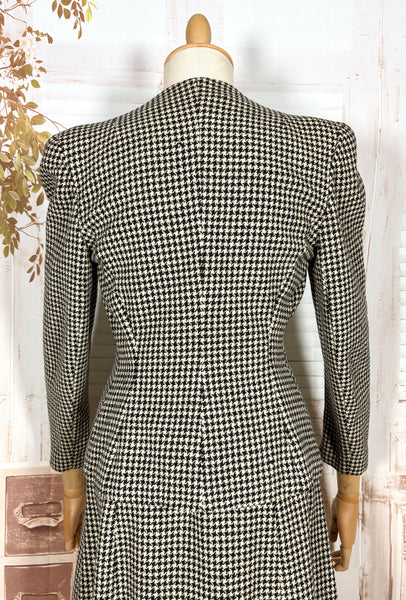 Super Structured 1940s Black And White Houndstooth Suit