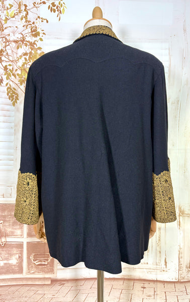 Exceptionally Rare 1940s Gold Lamé Embroidered Coat By Evalen