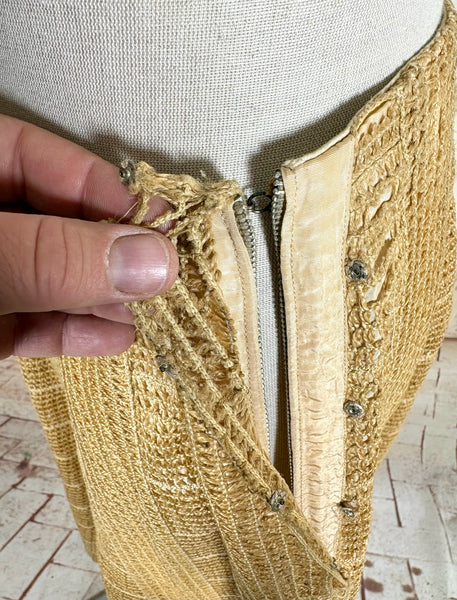 Unusual Late 1940s / Early 1950s Woven Hemp / Raffia Summer Skirt - French Couture