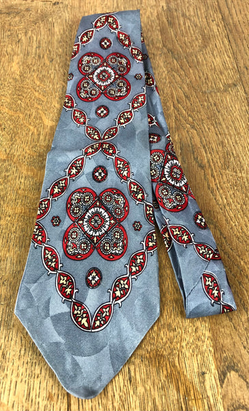 Striking Silver And Red 1940s Swing Tie By Lipman Wolfe & Co