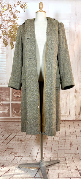 1940s Atomic Fleck Tweed Coat – Strong Shouldered Flecked Tweed Swing Coat