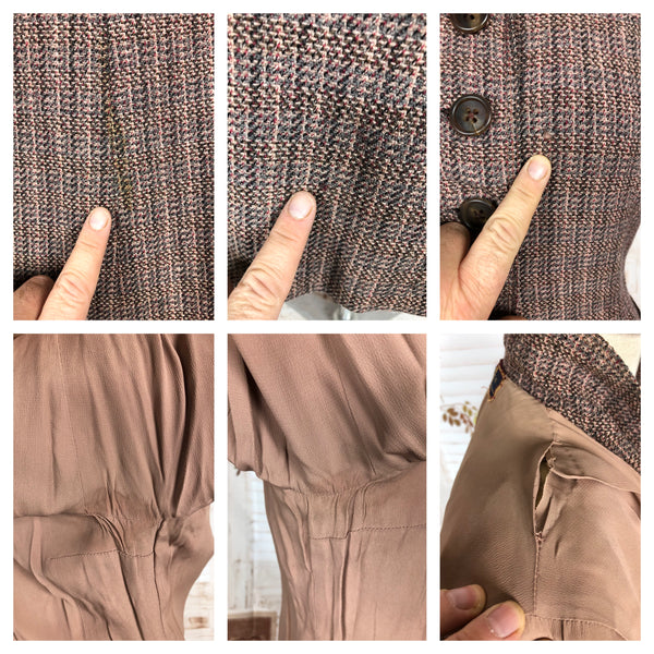 Beautiful 1940s Tweed Suit With V Pockets