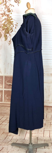 Rare 1930s Navy Blue Crepe Adjustable Maternity Wrap Dress By Blessed Event