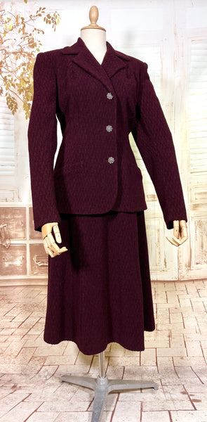 Magical 1940s Plum Purple Textured Suit With Spiderweb Buttons