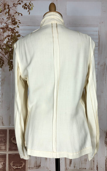 Stunning Original 1940s Volup Vintage White Summer Weight Blazer By Sacony Palm Beach