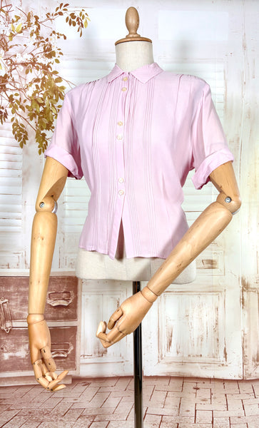Lilac 1940s Pin Tuck Blouse By Bourne & Hollingsworth