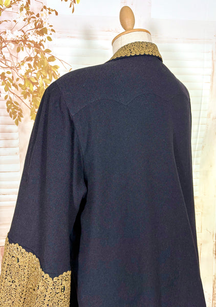 Exceptionally Rare 1940s Gold Lamé Embroidered Coat By Evalen