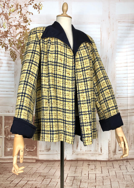 LAYAWAY PAYMENT 3 OF 3 - RESERVED FOR KELLY - Amazing Original 1940s Volup Mustard Yellow Plaid Swing Coat