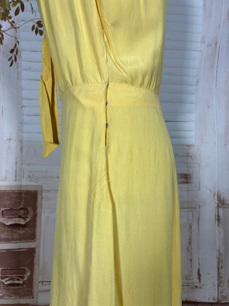 1930s Sunshine Yellow Tie-Neck Day Dress