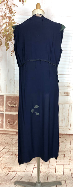 Rare 1930s Navy Blue Crepe Adjustable Maternity Wrap Dress By Blessed Event