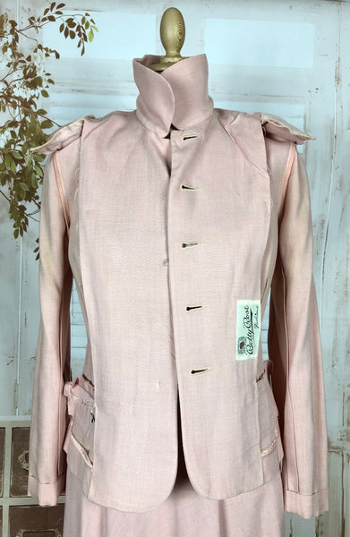 Amazing Original 1940s Vintage Blush Pink Summer Suit By Betty Rose