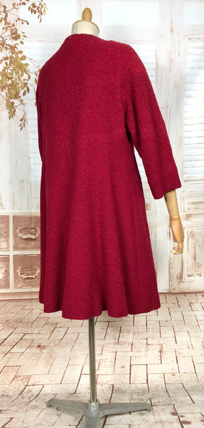 Fabulous Late 1940s / Early 1950s Red Collarless Boucle Coat